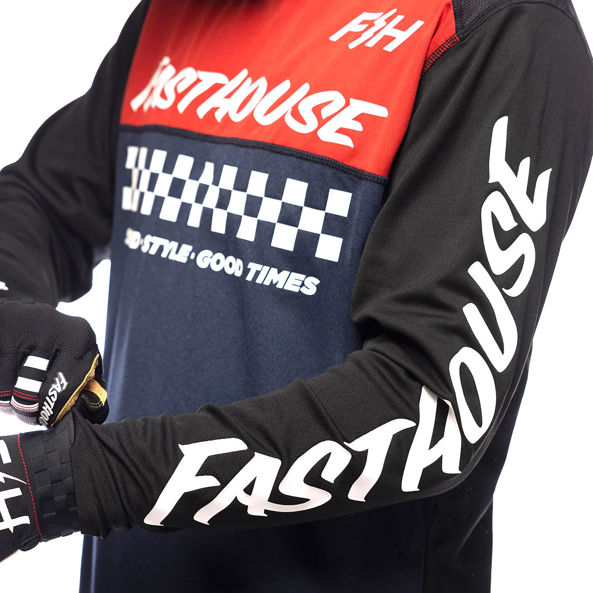 Fasthouse Alloy Mesa LS Jersey Heather Red/Navy Model