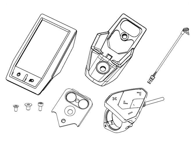 Technical drawing of Kiox after market kit components and parts.