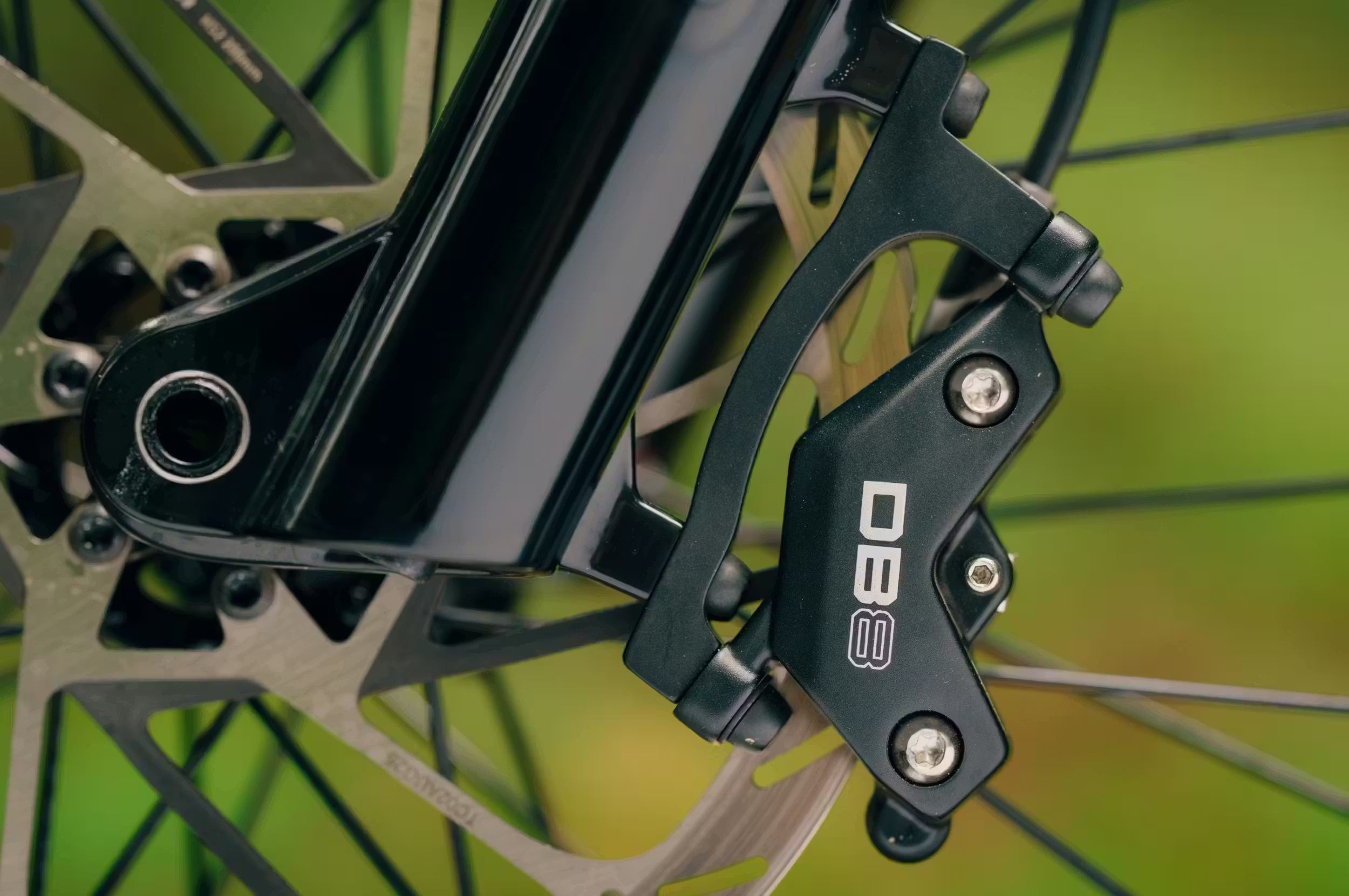 Close-up of a Aventon Current bicycle brake mechanism from DB8