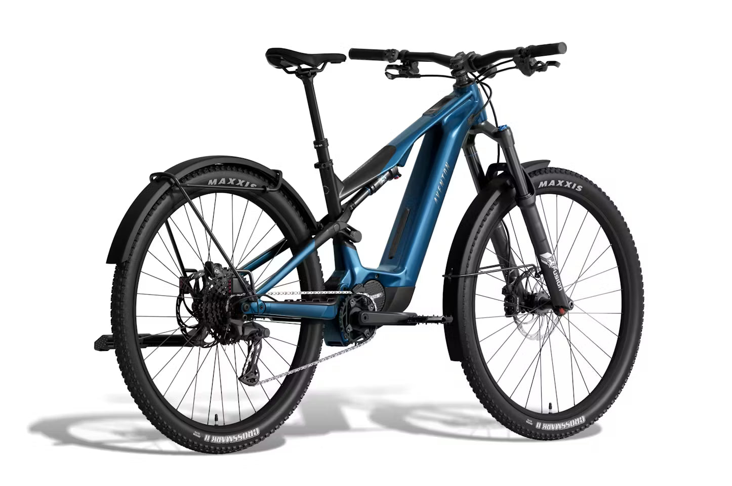 Blue electric bicycle on a white background