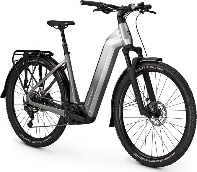 Electric Focus AVENTURA² 6.7 WA bicycle on a stand with a transparent background