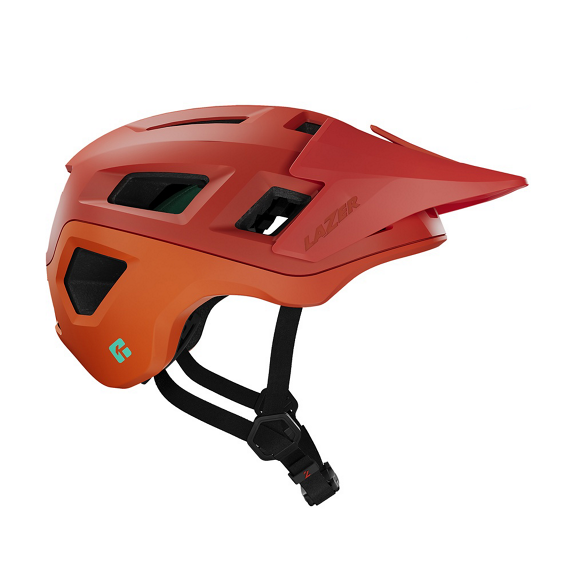 Orange Lazer Coyote helmet with black straps on a white background, featuring the Lazer brand logo.