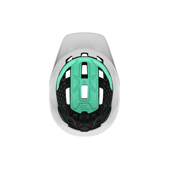 Lazer Coyote helmet with a green helmet lining on a white background