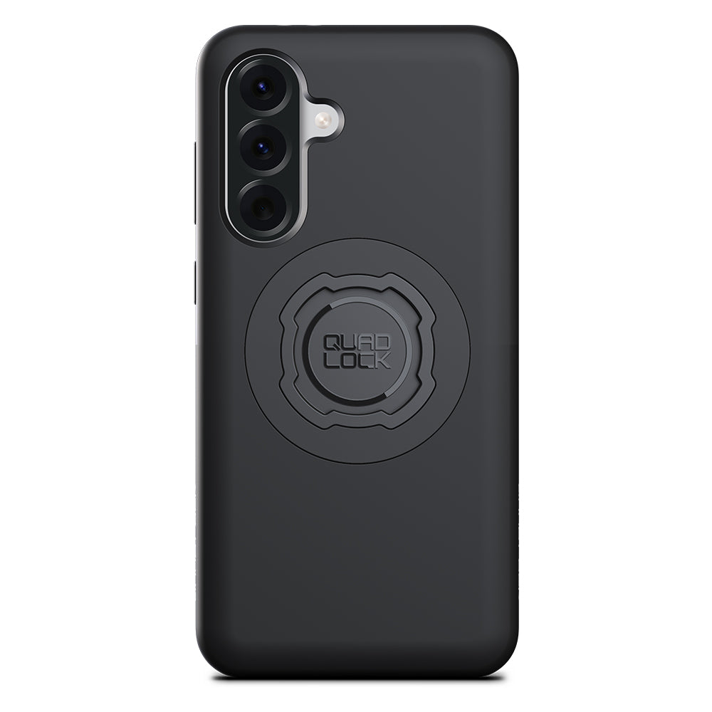 Black phone case with Quad Lock mount on a white background