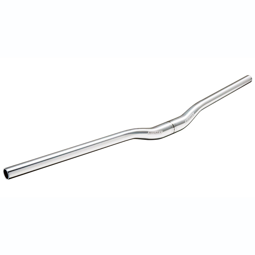 Silver bicycle handlebar on a white background