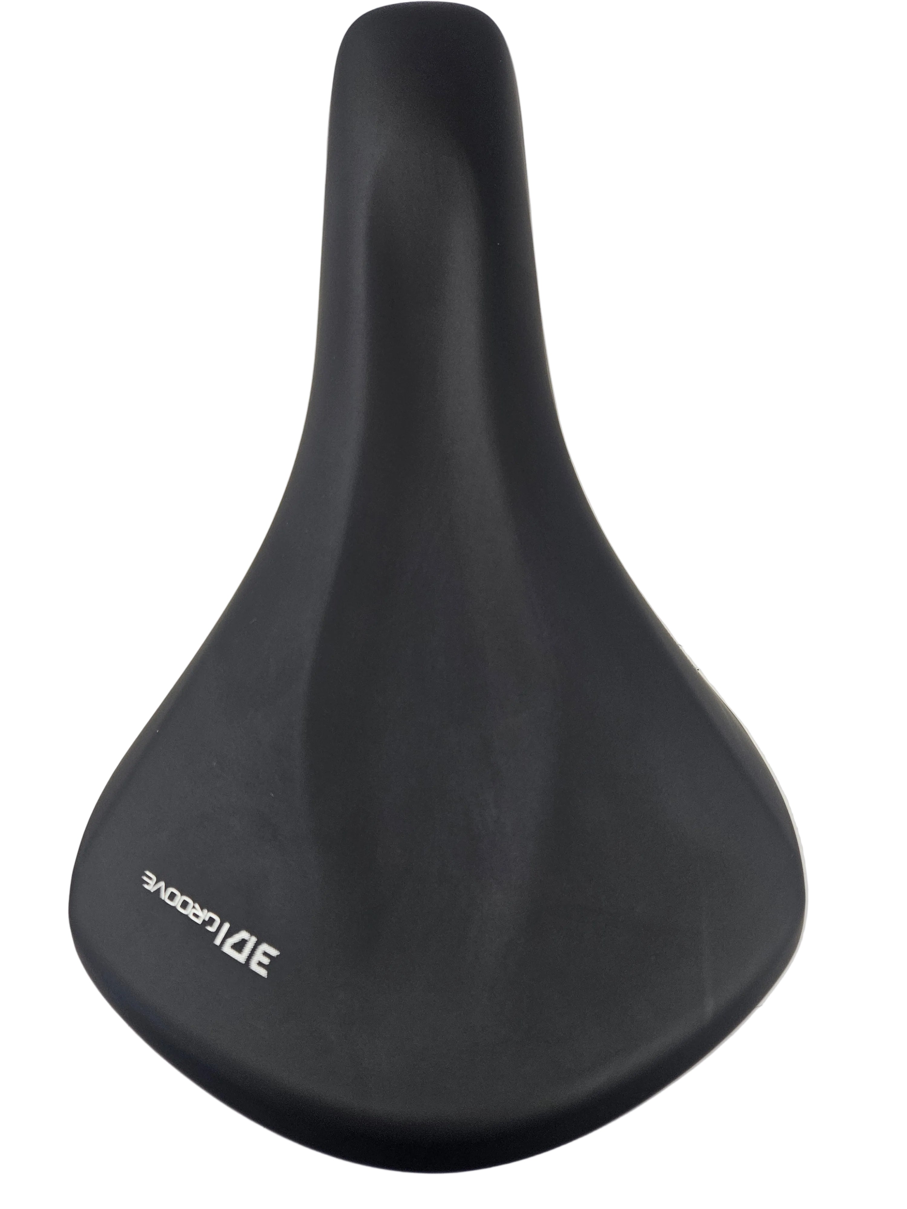 Black bicycle seat on a white background
