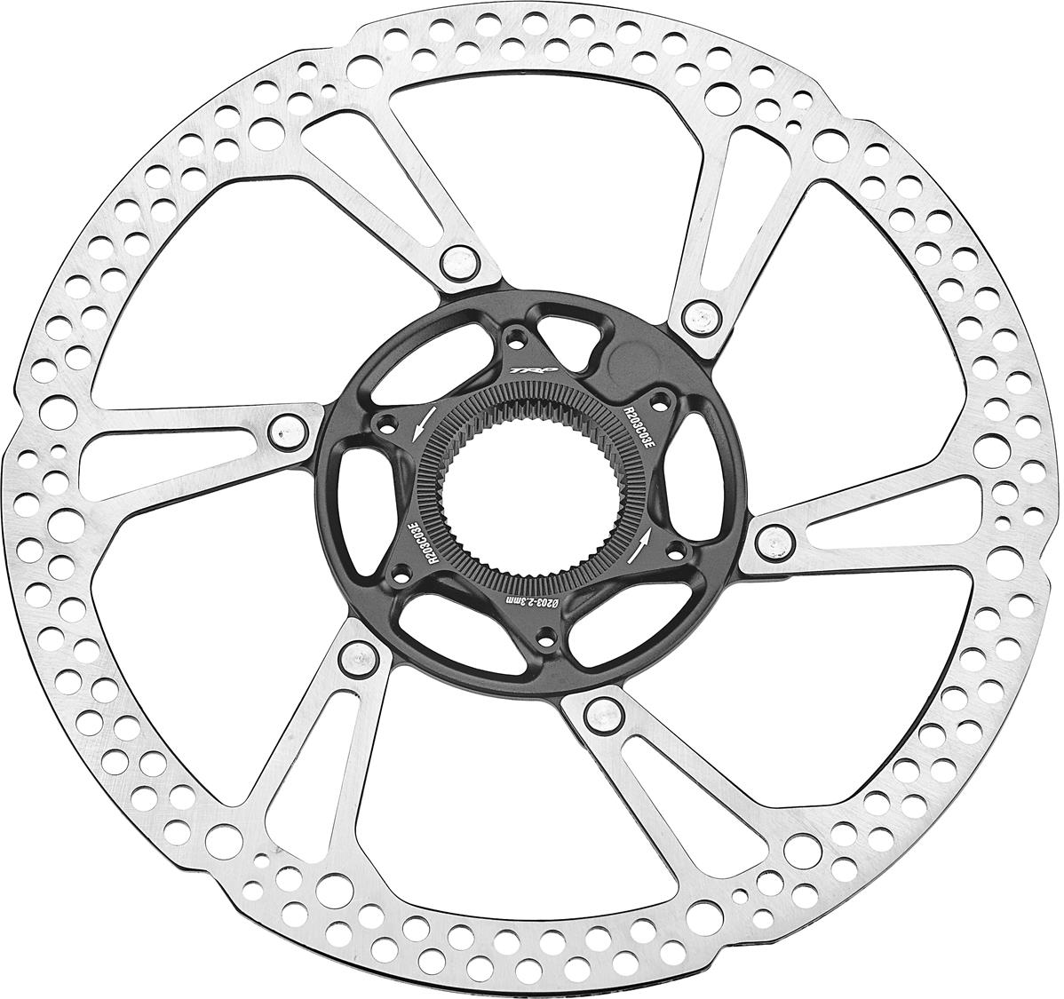 Disc brake rotor with a black center on a white background