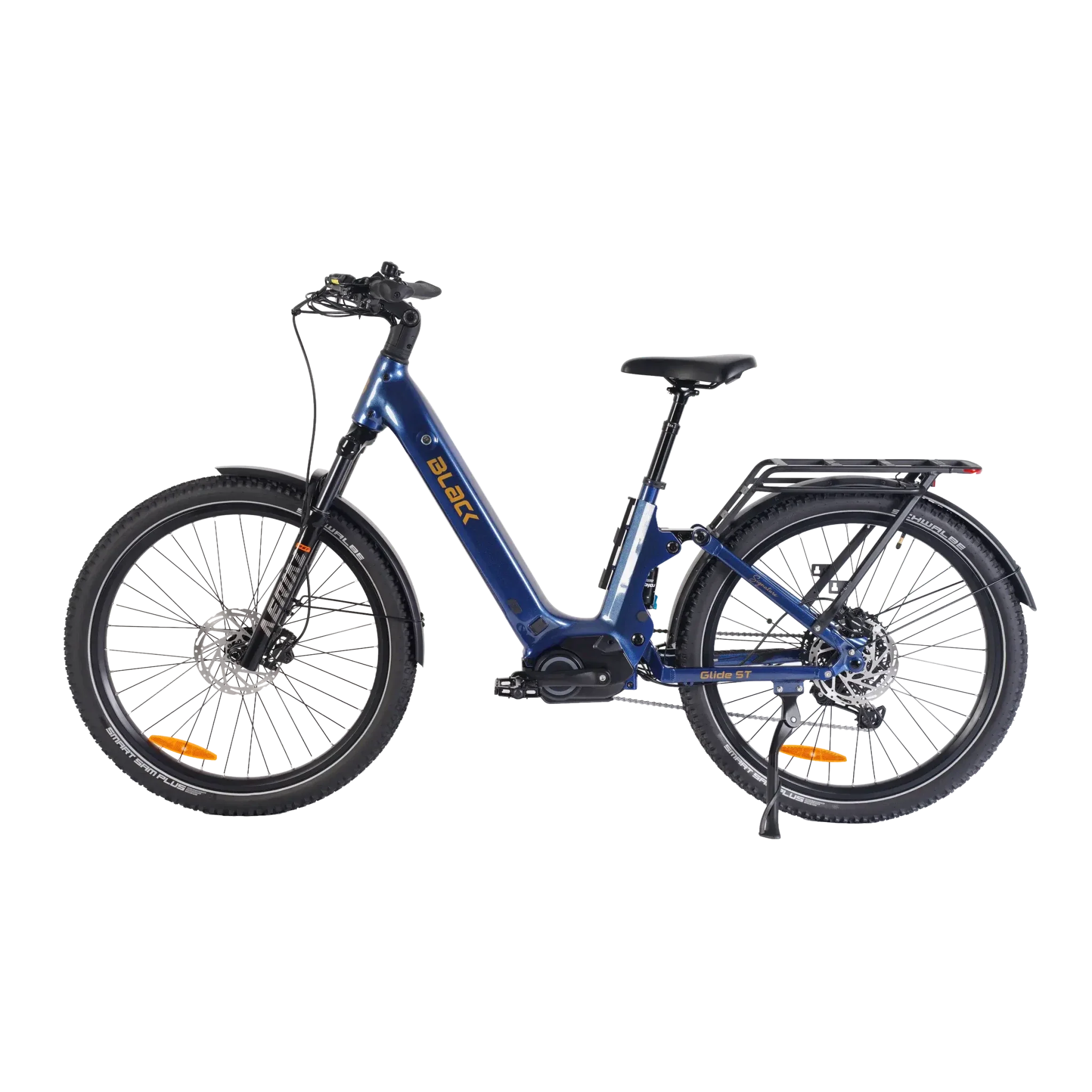 Blue electric bicycle on a white background