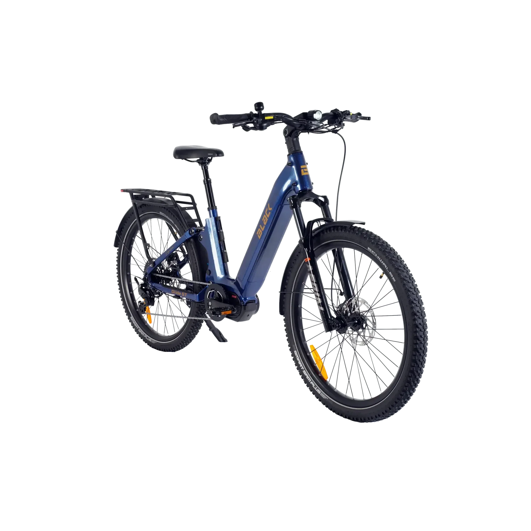 Blue electric bicycle on a white background