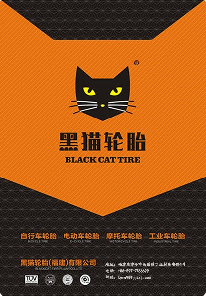 Black Cat Tire packaging with orange and black design
