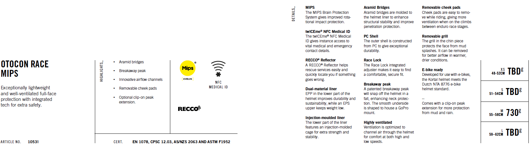 POC Otocon Race Mips Full Face Helmet - info