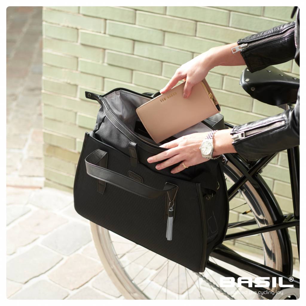 Basil Noir business bag bicycle attachement