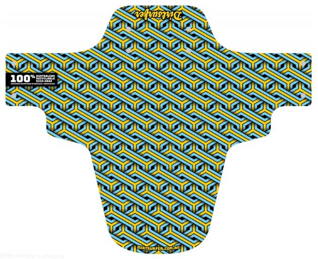 Dirtsurfer geo wave mudguard in blue and yellow.