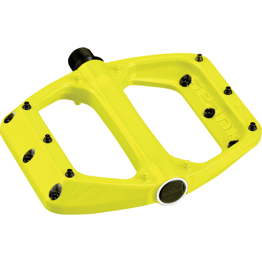 Spank Spoon DC MTB Flat Pedal in yellow side