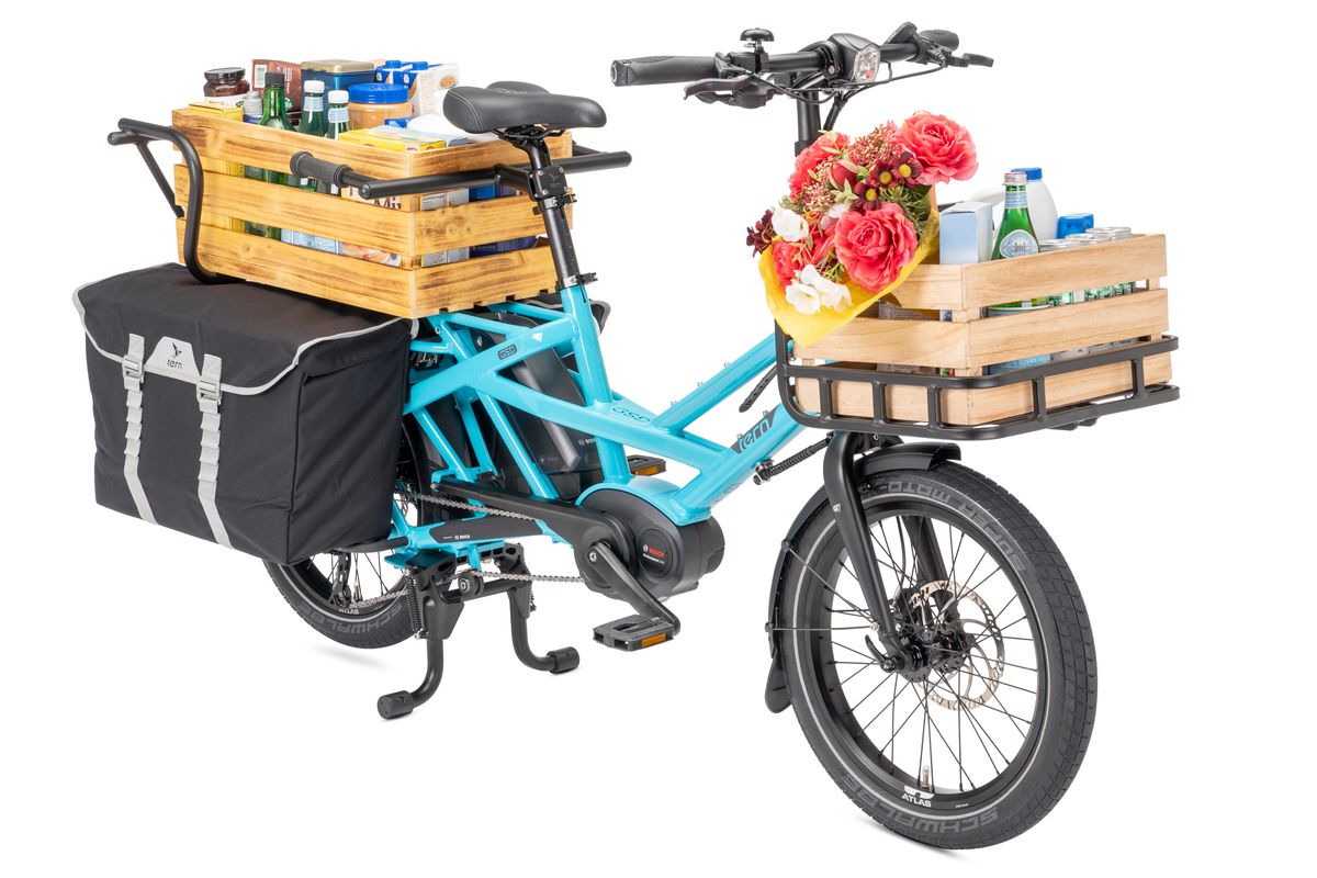 TERN HSD & GSD SIDEKICK JOYRIDE HANDLEBARS with grocery load