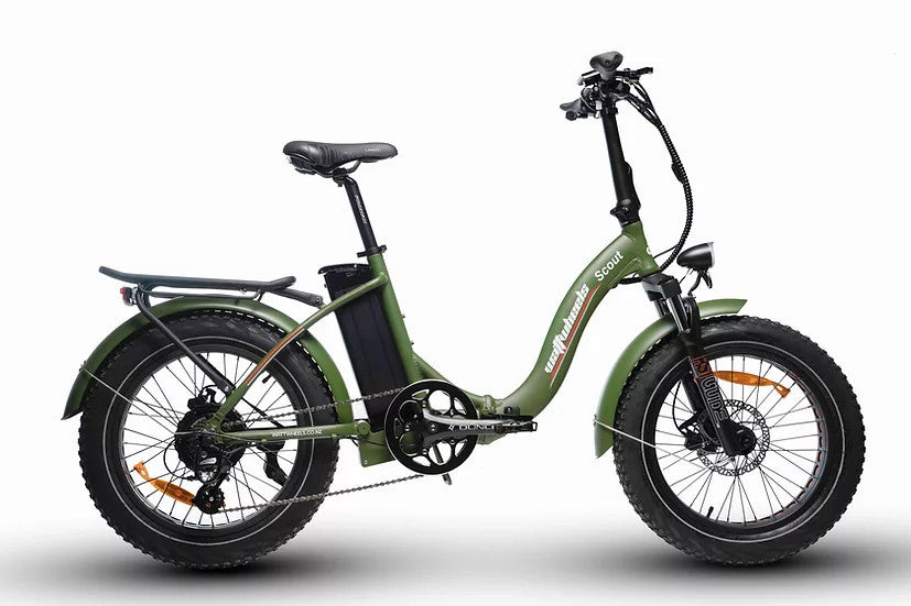 Watt Wheels Scout Electric Folding Bike in Green Low step frame
