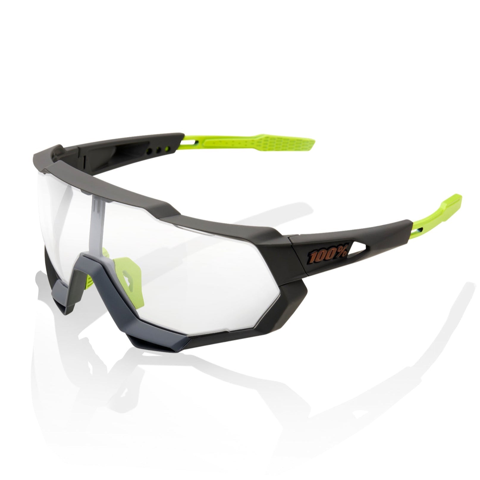 100% Speedtrap Photocromic Sunglasses - Soft Tact Cool Grey - Tilted View
