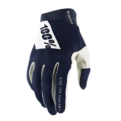 100% Ridefit Gloves – Navy / White – Electric Bike Rotorua