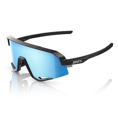 100% SLENDALE Matte Black - HiPER Blue Mirror Glasses