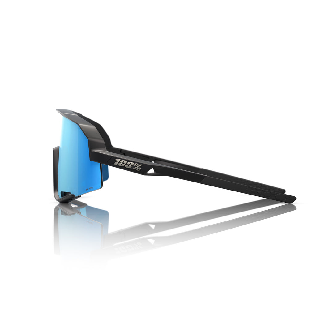 100% SLENDALE Matte Black - HiPER Blue Mirror Glasses
