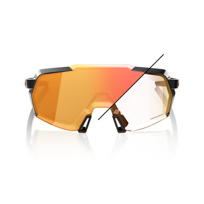 100% KORBIN Gloss Metallic Black Orange Flash Mirror Photochromic Glasses