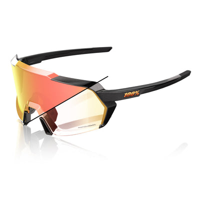 100% KORBIN Gloss Metallic Black Orange Flash Mirror Photochromic Glasses