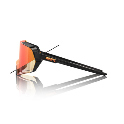 100% KORBIN Gloss Metallic Black Orange Flash Mirror Photochromic Glasses