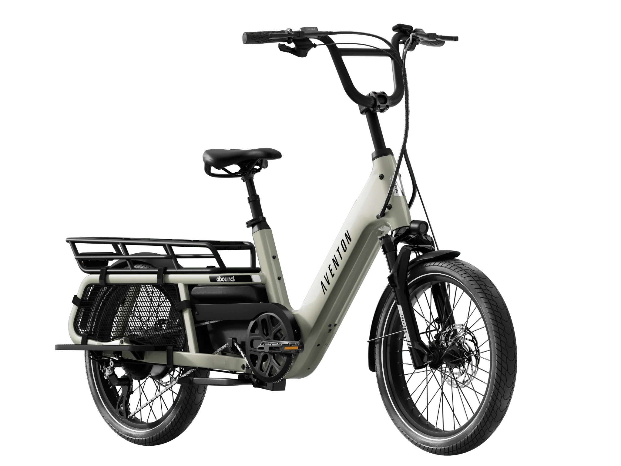 Aventon Abound LR Electric bike with a cargo rack on a white background