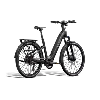Black Aventon Trava ADV electric bicycle on a white background