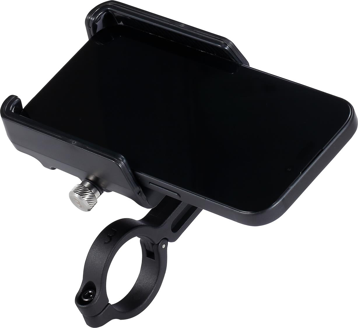 Black BBB phone mount with a wide base on a white background
