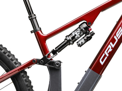 Close-up of Crussis e-Full 12.11 E-MTB Shock on a white background