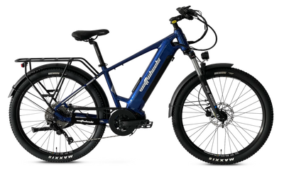 Blue electric bicycle, Wattwheels Bighorn S V4 E-Bike, on a white background