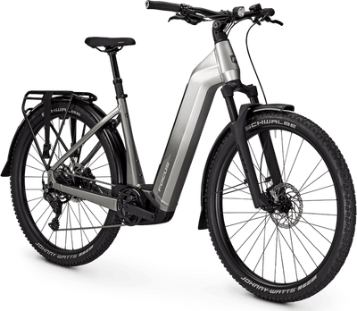 Electric Focus AVENTURA² 6.7 WA bicycle on a stand with a transparent background