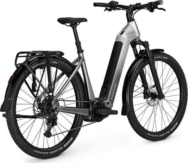 Electric bicycle Focus AVENTURA² 6.7 WA on a stand with a transparent background
