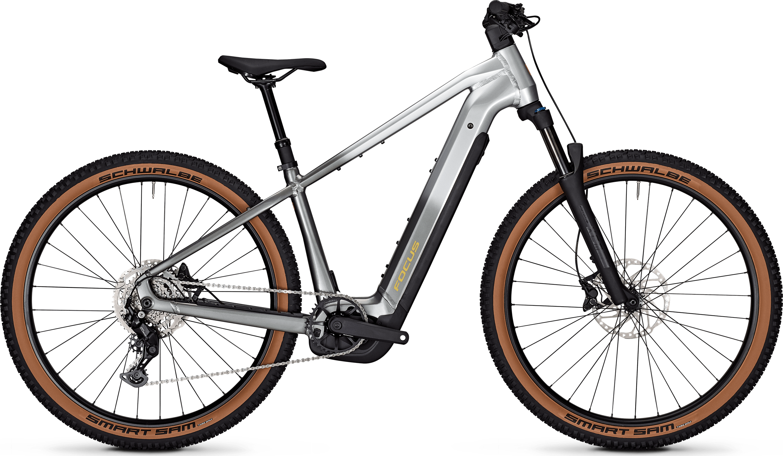 Electric Focus Jarifa ² 6.7 bicycle with brown tires on a transparent background