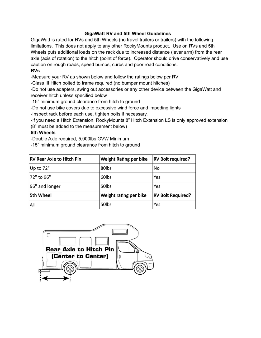 Rockymounts Gigawatt 2" Bike Rack- RV
