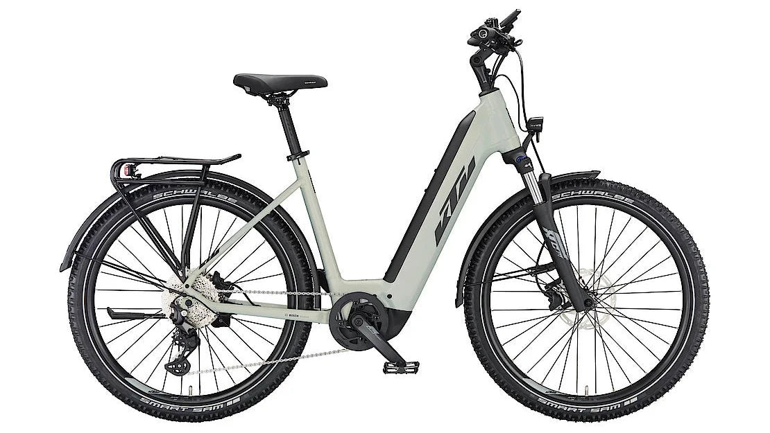 KTM Macina Aera 571 LFC Step Through electric bicycle on a white background