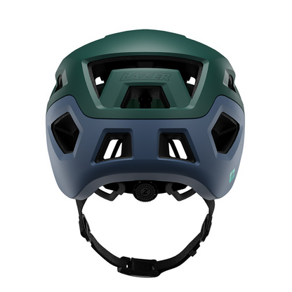 Two-toned Lazer Coyote helmet with green and gray color scheme on a white background