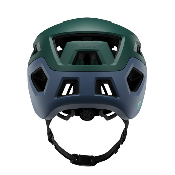 Two-toned Lazer Coyote helmet with green and gray color scheme on a white background