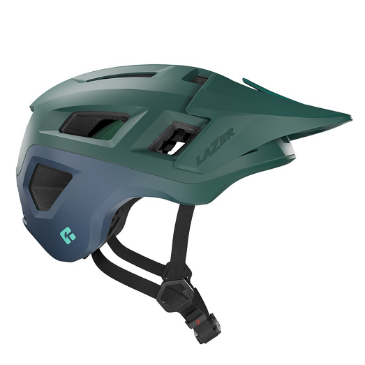 Green and blue Lazyer Coyte helmet with Lazer branding on a white background