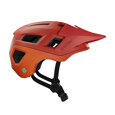 Orange Lazer Coyote helmet with black straps on a white background, featuring the Lazer brand logo.