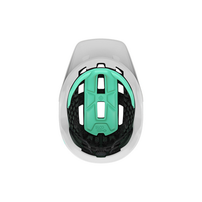 Lazer Coyote helmet with a green helmet lining on a white background