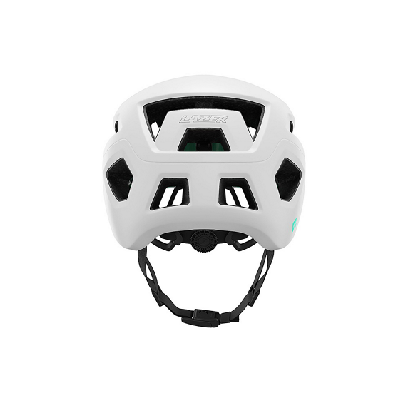 White Lazer Coyote helmet with black accents on a white background