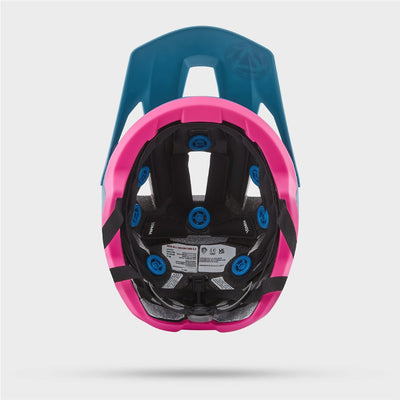 Image of the inside of Leatt AllMtn 2.0 helmet in Retro Blue, featuring the turbine technology