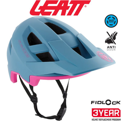 Leatt_AllMtn_2.0_Helmet_Retro_Blue with features like 360 turbine, fidlock, anti odor and 3 year helmet replacement program