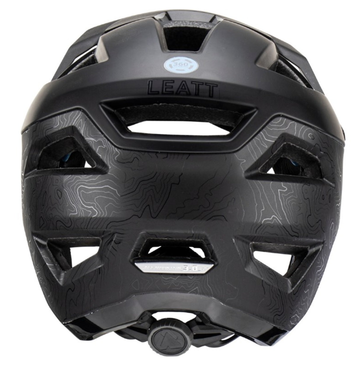 Black helmet with 'Leatt' branding on a white background