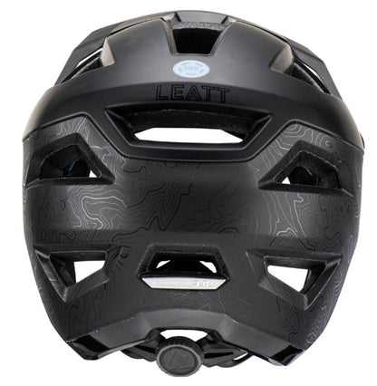 Black helmet with 'Leatt' branding on a white background
