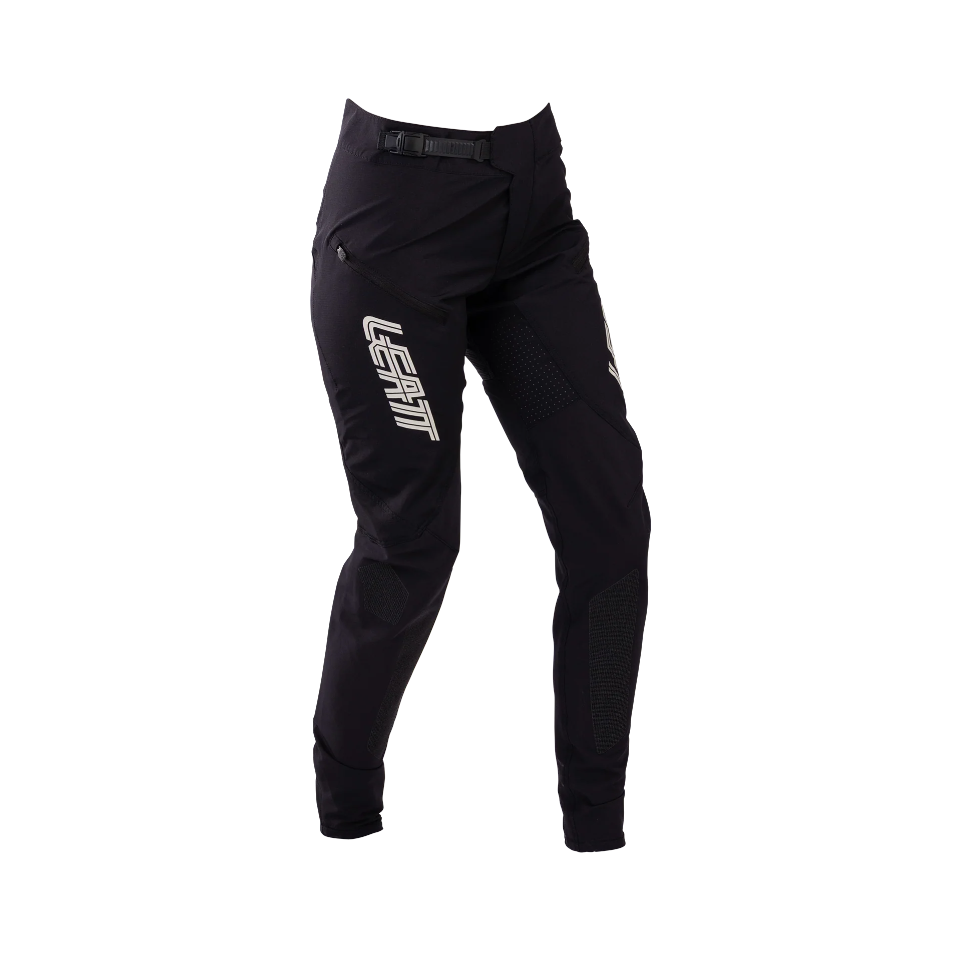Black Leatt MTB Gravity 3.0 Women pants with a brand logo on a white background