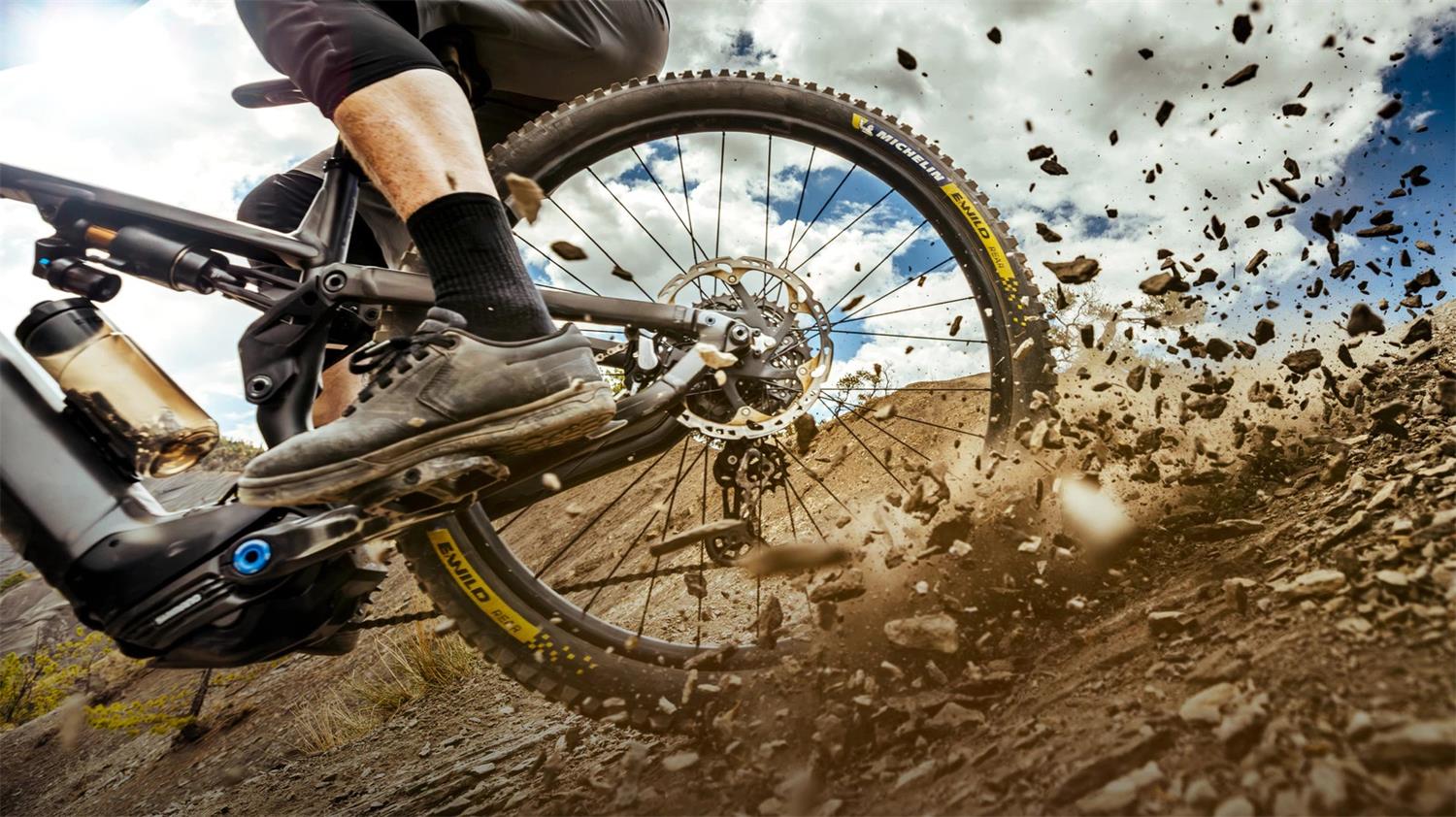 Michelin E-Wild Rear Racing Lne TS TLR Tyre in action
