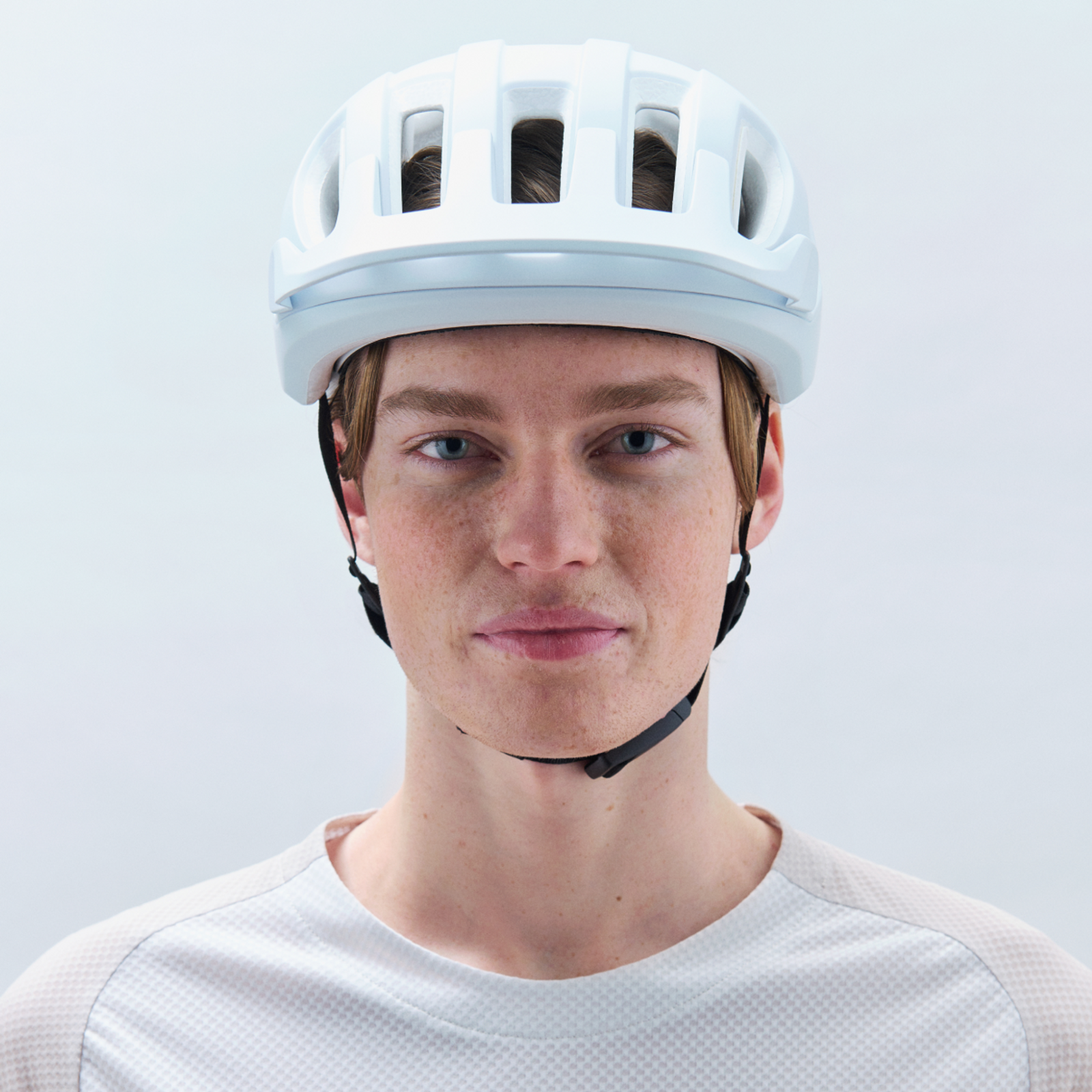 Model front image wearing POC Cularis Helmet – Uranium Black Matt / Hydrogen White